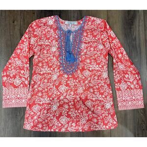 bella tu Floral Tasseled V Neck (S)